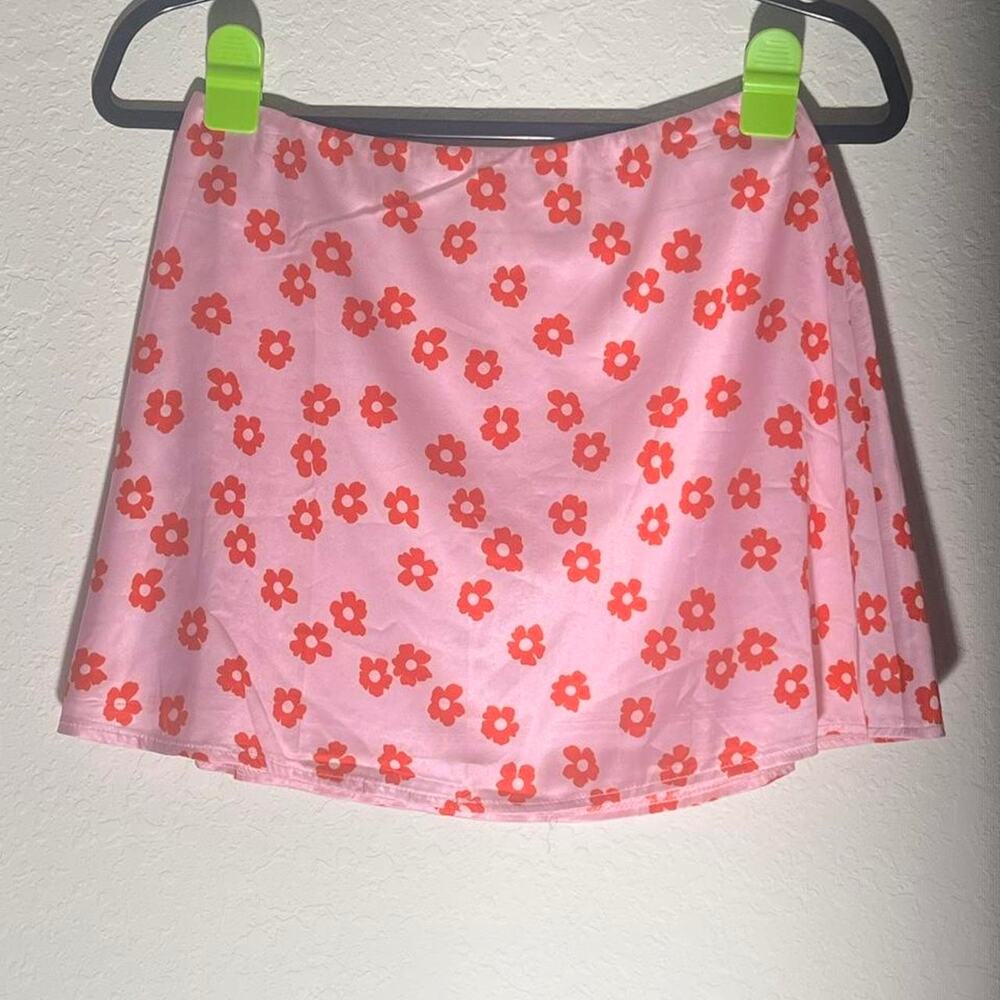 Princess Polly Pink mini skirt with red